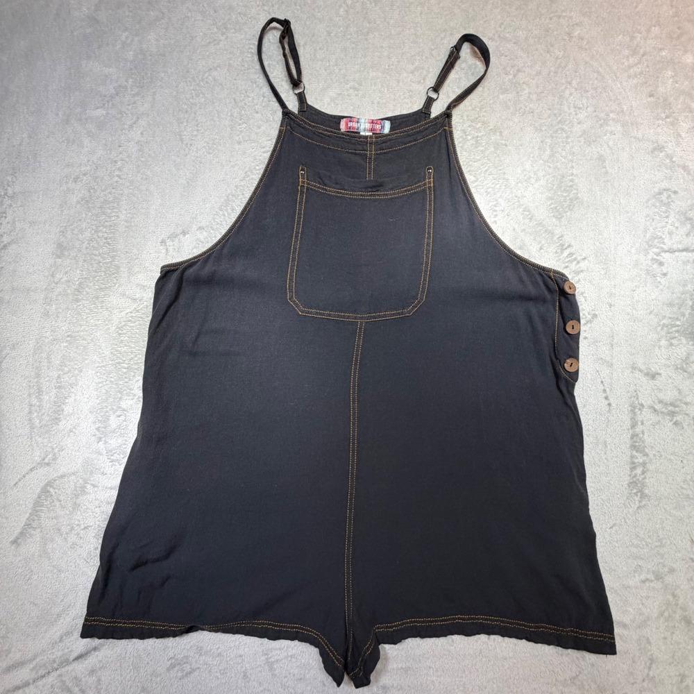 Urban Outfitters Black Linen Blend Overall Romper Size L OB1937803